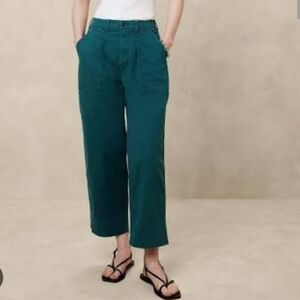 Banana Republic Dark Green Barrel Chinos
